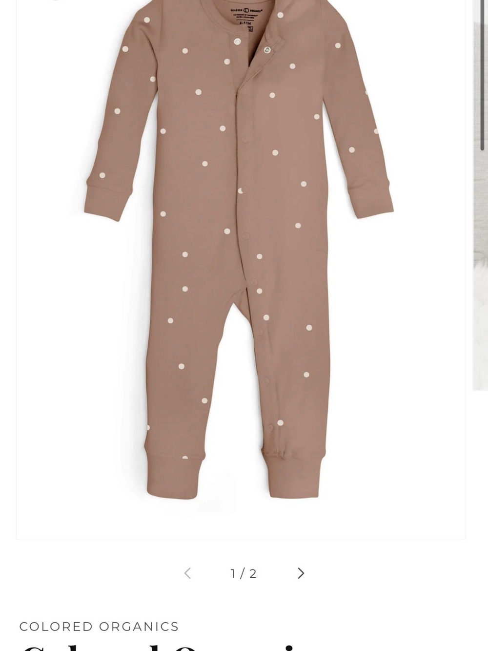 Colored Organics Mustard Polka Dot Button Footie Pajama (3-6 Months)